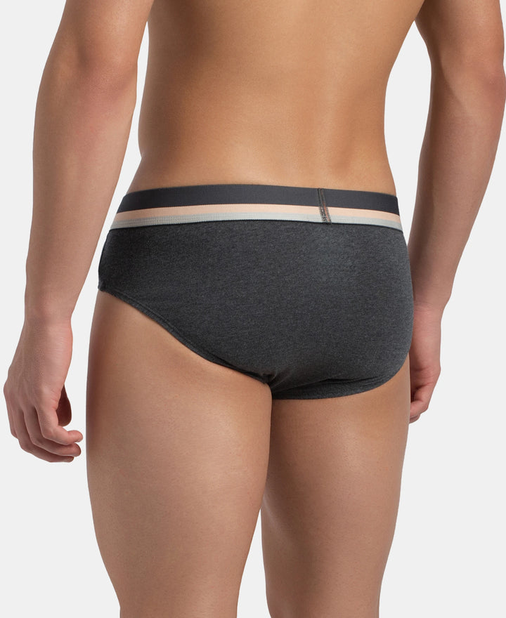 Super Combed Cotton Solid Brief with Ultrasoft Waistband - Charcoal Melange