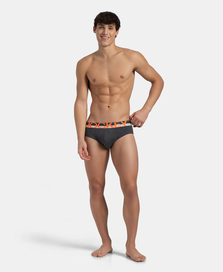 Super Combed Cotton Solid Brief with Ultrasoft Waistband - Charcoal Melange