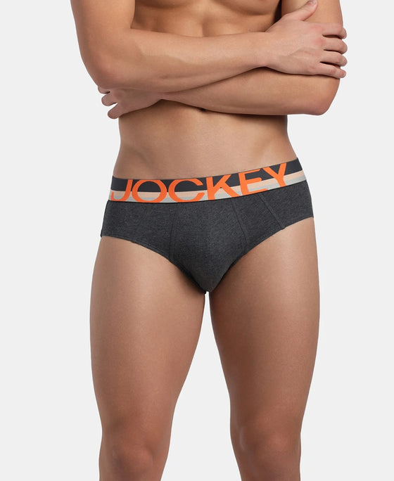 Super Combed Cotton Solid Brief with Ultrasoft Waistband - Charcoal Melange