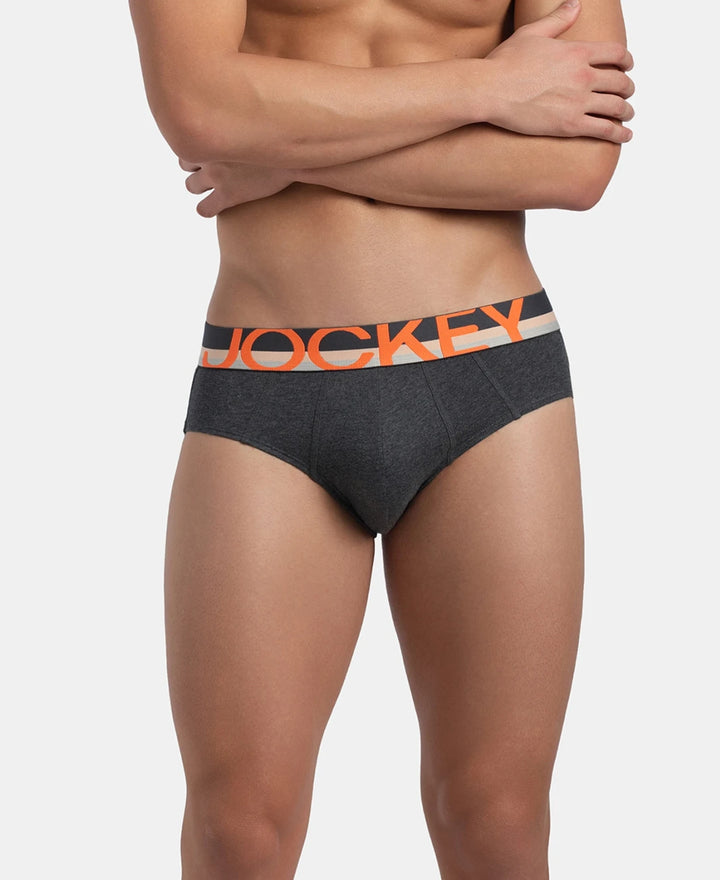 Super Combed Cotton Solid Brief with Ultrasoft Waistband - Charcoal Melange