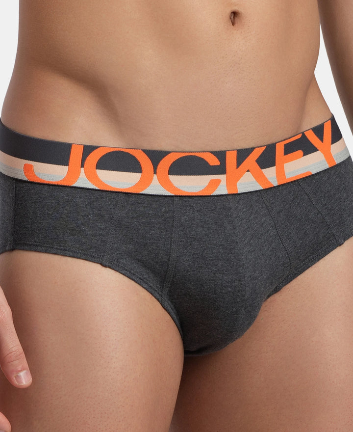 Super Combed Cotton Solid Brief with Ultrasoft Waistband - Charcoal Melange