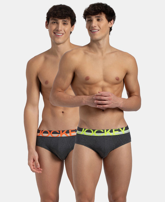 Super Combed Cotton Solid Brief with Ultrasoft Waistband - Charcoal Melange (Pack of 2)