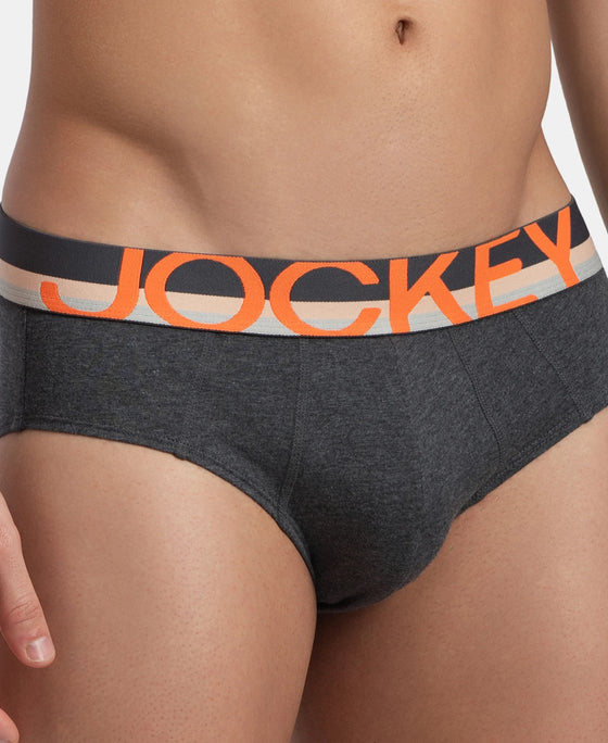 Super Combed Cotton Solid Brief with Ultrasoft Waistband - Charcoal Melange (Pack of 2)