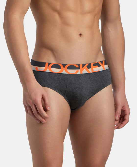 Super Combed Cotton Solid Brief with Ultrasoft Waistband - Charcoal Melange (Pack of 2)