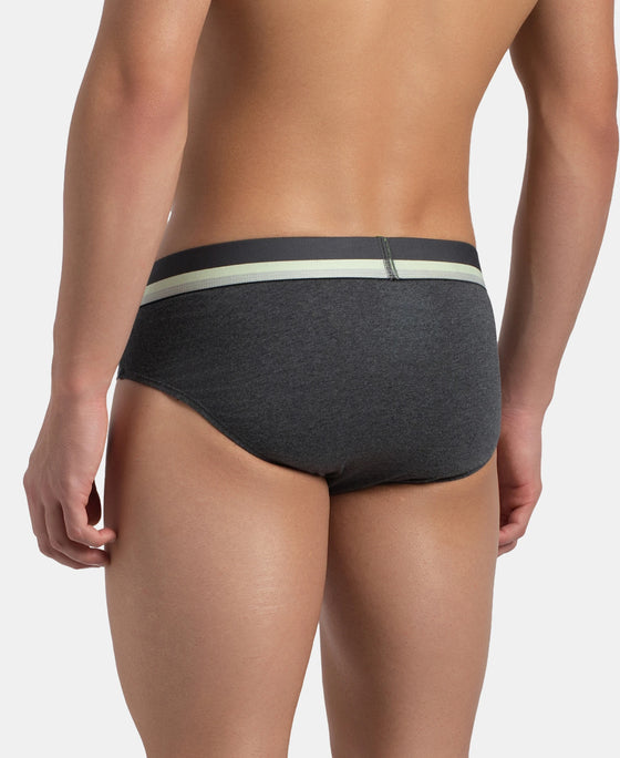 Super Combed Cotton Solid Brief with Ultrasoft Waistband - Charcoal Melange (Pack of 2)