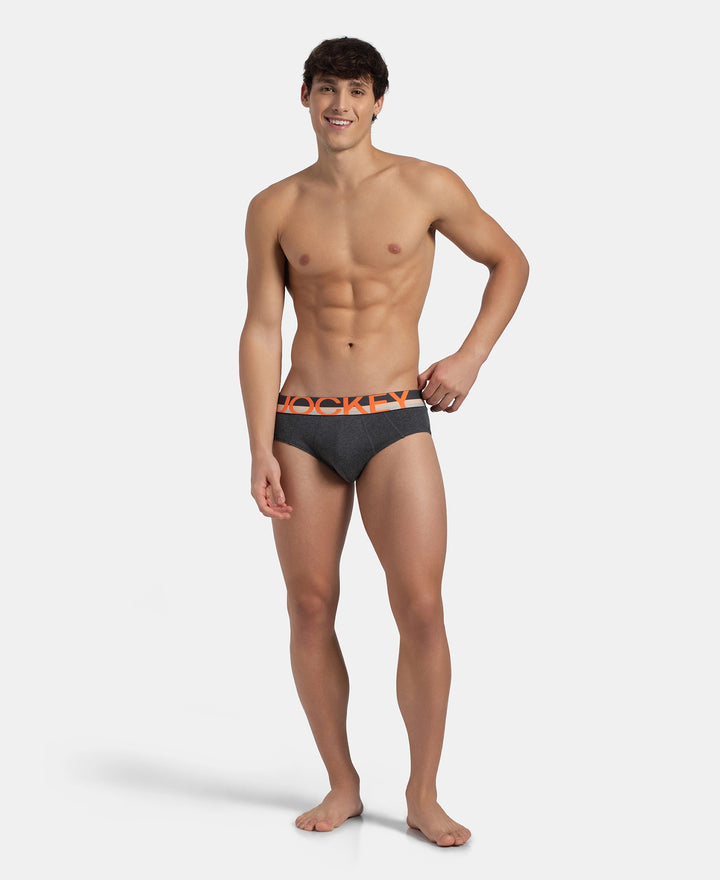 Super Combed Cotton Solid Brief with Ultrasoft Waistband - Charcoal Melange (Pack of 2)