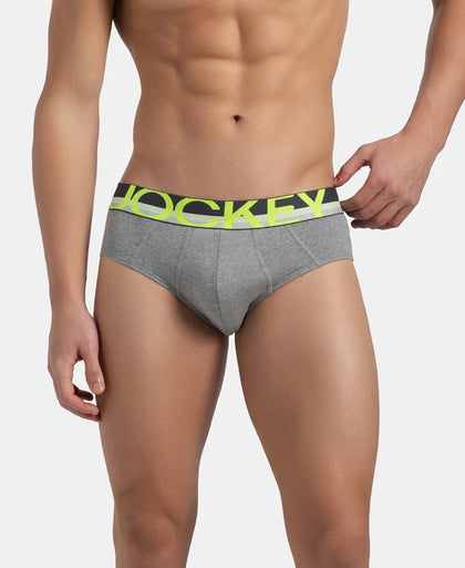 Super Combed Cotton Solid Brief with Ultrasoft Waistband - Grey