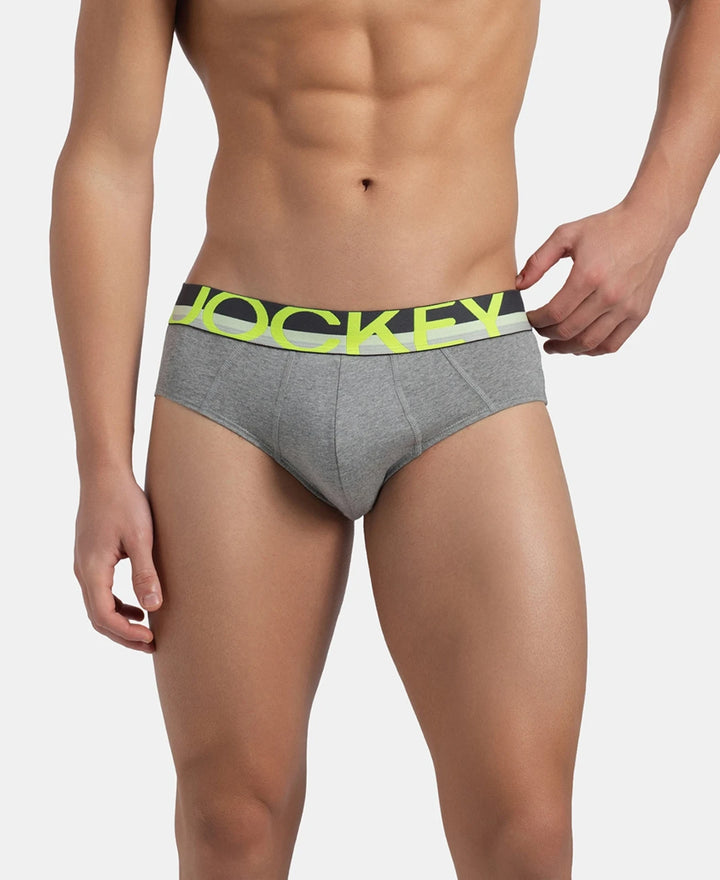 Super Combed Cotton Solid Brief with Ultrasoft Waistband - Grey