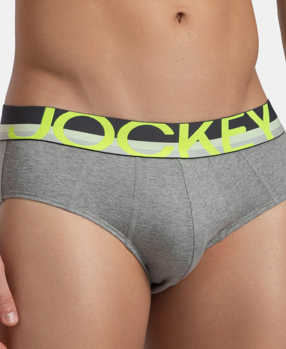 Super Combed Cotton Solid Brief with Ultrasoft Waistband - Grey