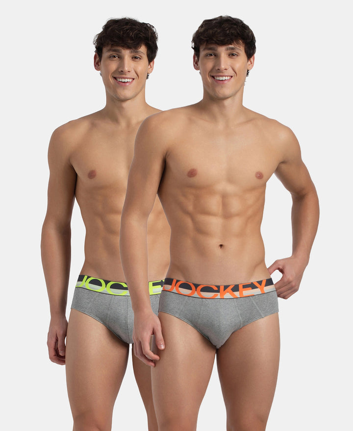 Super Combed Cotton Solid Brief with Ultrasoft Waistband - Grey (Pack of 2)