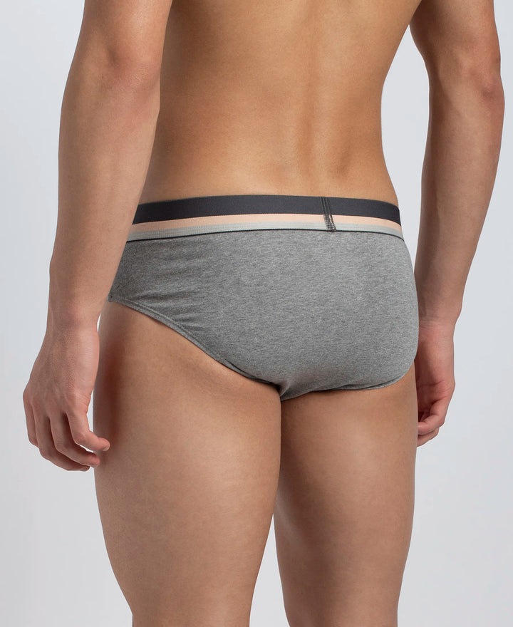 Super Combed Cotton Solid Brief with Ultrasoft Waistband - Grey (Pack of 2)