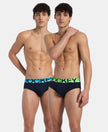 Super Combed Cotton Solid Brief with Ultrasoft Waistband - Navy (Pack of 2)