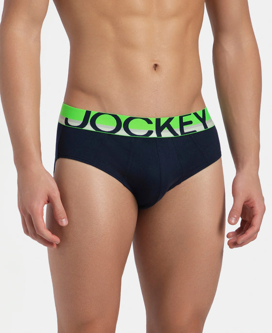 Super Combed Cotton Solid Brief with Ultrasoft Waistband - Navy (Pack of 2)