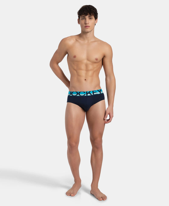 Super Combed Cotton Solid Brief with Ultrasoft Waistband - Navy (Pack of 2)