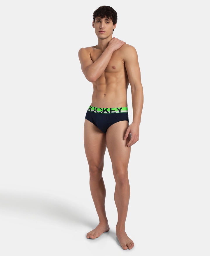 Super Combed Cotton Solid Brief with Ultrasoft Waistband - Navy (Pack of 2)