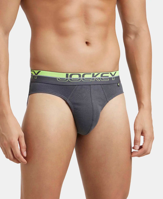 Super Combed Cotton Rib Solid Brief with Ultrasoft Waistband  - Asphalt (Pack of 2)