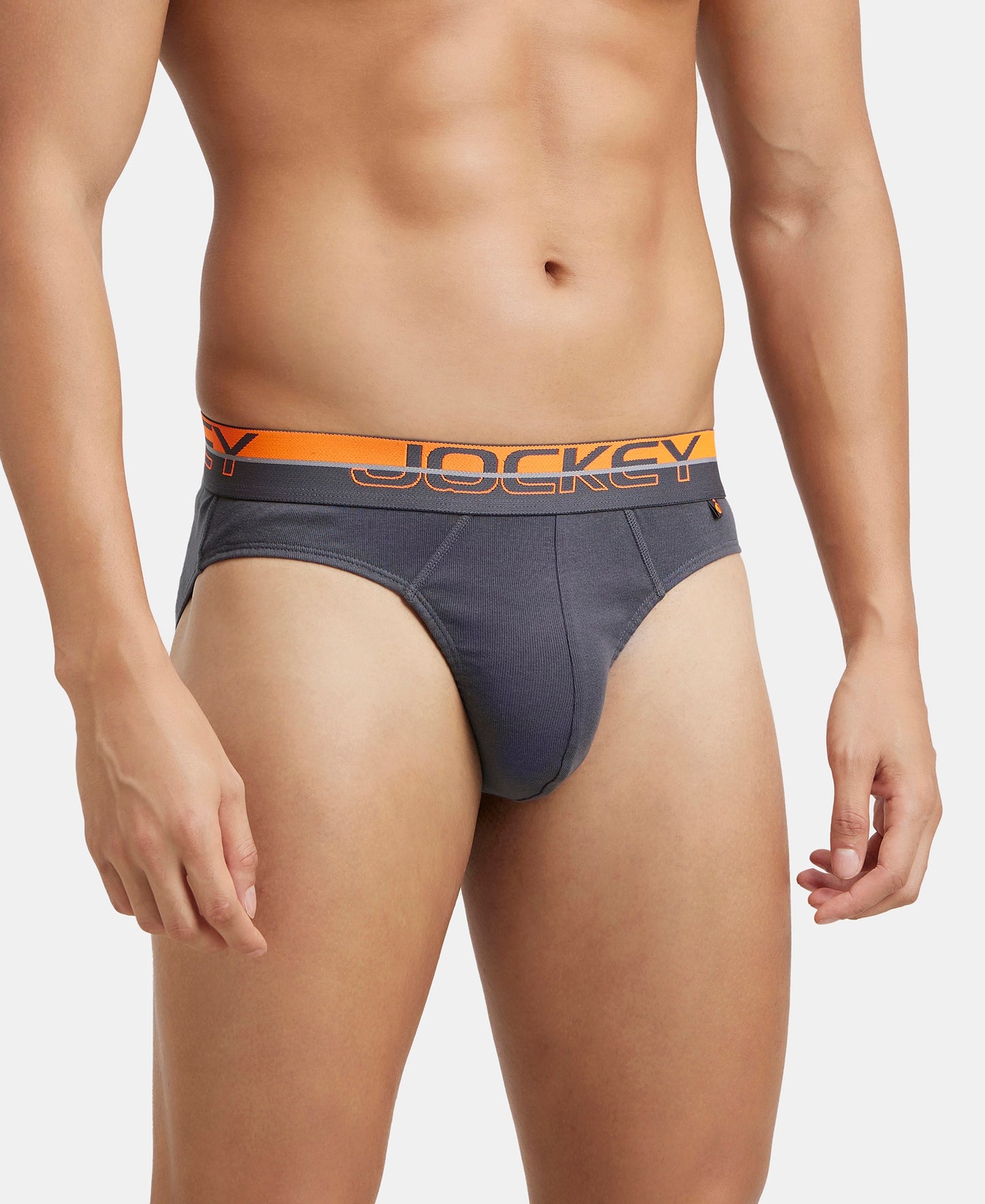 Super Combed Cotton Rib Solid Brief with Ultrasoft Waistband  - Asphalt (Pack of 2)