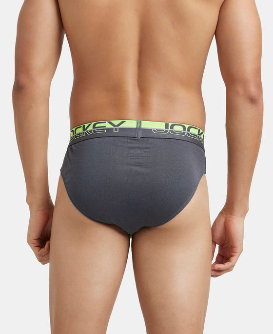 Super Combed Cotton Rib Solid Brief with Ultrasoft Waistband  - Asphalt (Pack of 2)