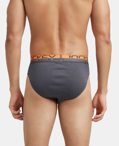 Super Combed Cotton Rib Solid Brief with Ultrasoft Waistband  - Asphalt (Pack of 2)-7