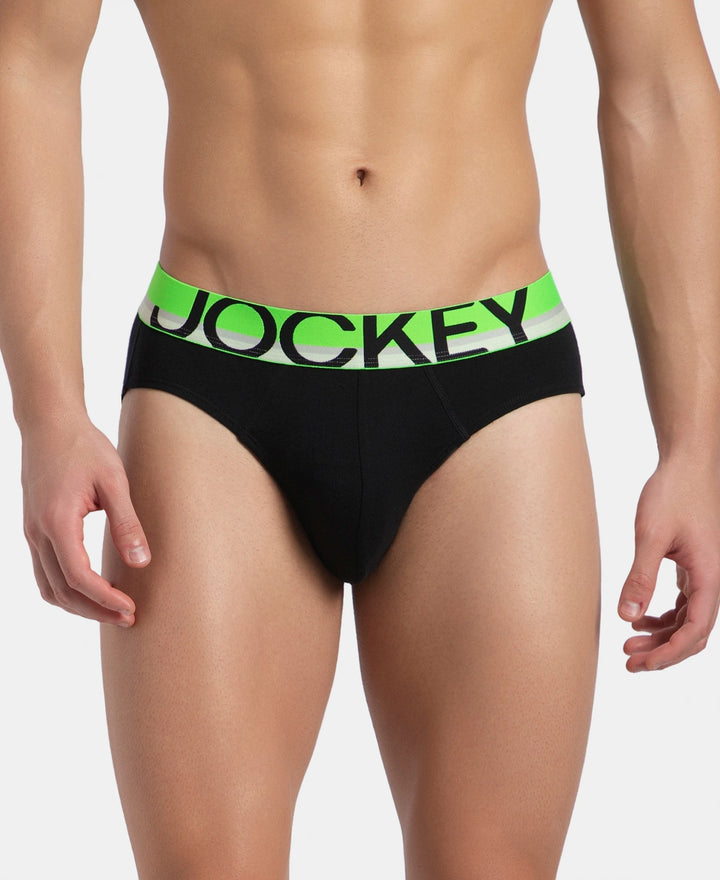 Super Combed Cotton Rib Solid Brief with Ultrasoft Waistband - New Black