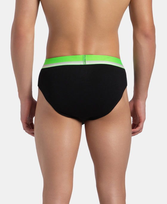 Super Combed Cotton Rib Solid Brief with Ultrasoft Waistband - New Black