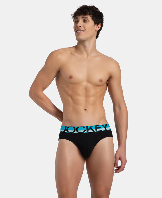 Super Combed Cotton Rib Solid Brief with Ultrasoft Waistband - New Black (Pack of 2)