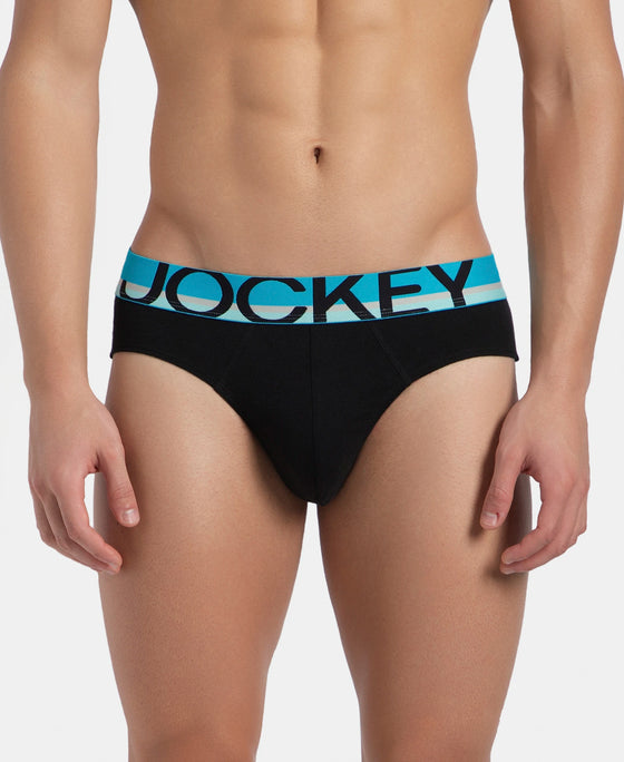 Super Combed Cotton Rib Solid Brief with Ultrasoft Waistband - New Black (Pack of 2)