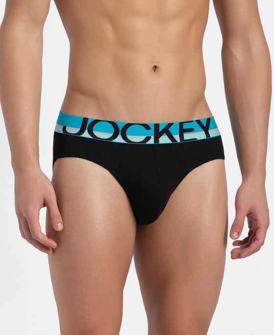 Super Combed Cotton Rib Solid Brief with Ultrasoft Waistband - New Black (Pack of 2)
