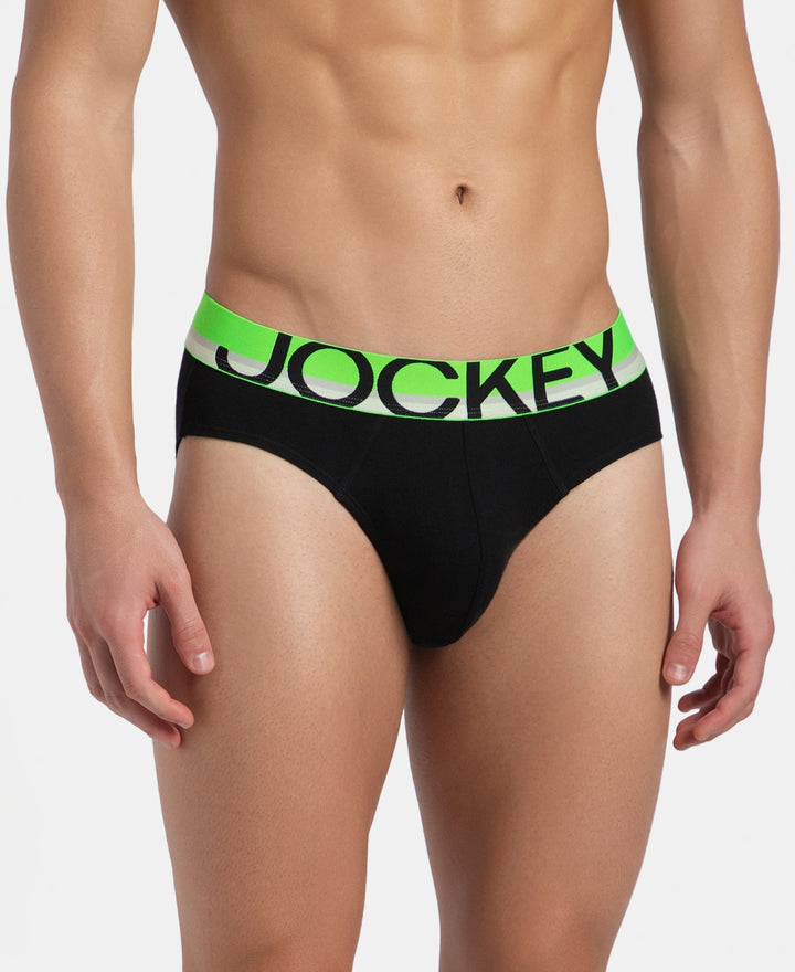 Super Combed Cotton Rib Solid Brief with Ultrasoft Waistband - New Black (Pack of 2)