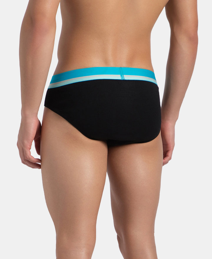 Super Combed Cotton Rib Solid Brief with Ultrasoft Waistband - New Black (Pack of 2)