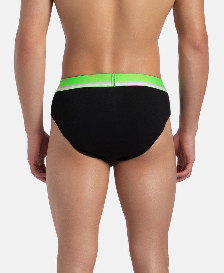 Super Combed Cotton Rib Solid Brief with Ultrasoft Waistband - New Black (Pack of 2)