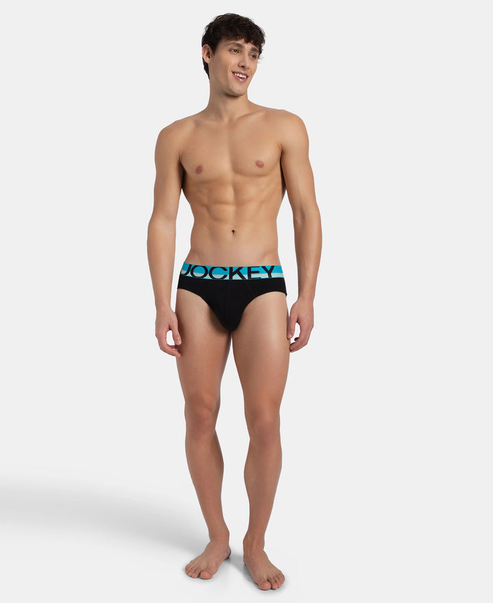 Super Combed Cotton Rib Solid Brief with Ultrasoft Waistband - New Black (Pack of 2)