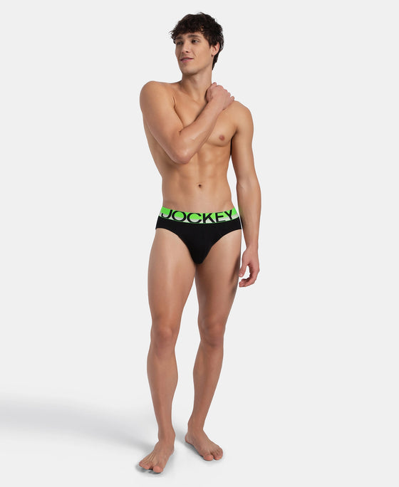 Super Combed Cotton Rib Solid Brief with Ultrasoft Waistband - New Black (Pack of 2)