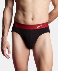Super Combed Cotton Rib Solid Brief with Ultrasoft Waistband - Black & Red