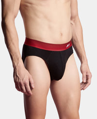 Super Combed Cotton Rib Solid Brief with Ultrasoft Waistband - Black & Red