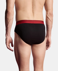Super Combed Cotton Rib Solid Brief with Ultrasoft Waistband - Black & Red