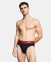 Super Combed Cotton Rib Solid Brief with Ultrasoft Waistband - Black & Red