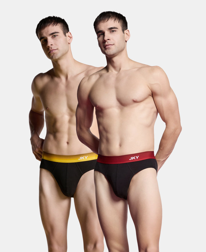 Super Combed Cotton Rib Solid Brief with Ultrasoft Waistband - Black (Pack of 2)