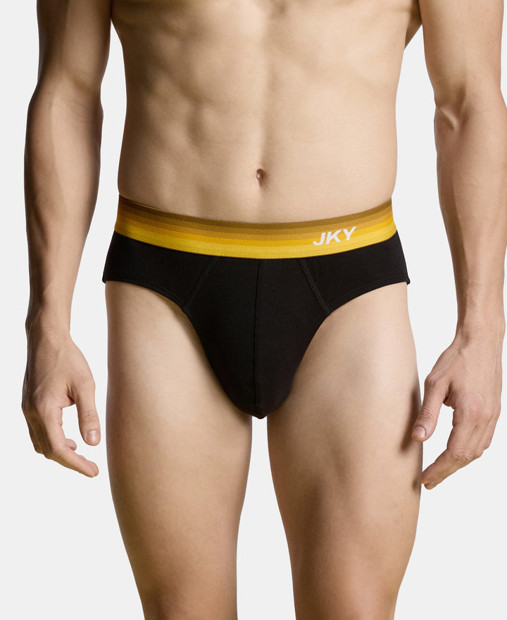 Super Combed Cotton Rib Solid Brief with Ultrasoft Waistband - Black (Pack of 2)
