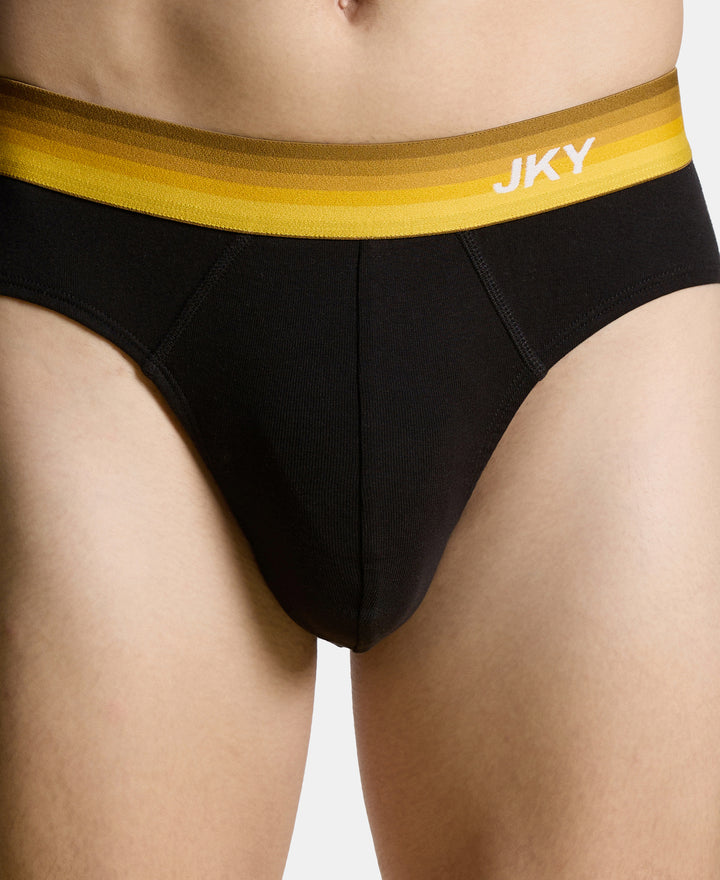 Super Combed Cotton Rib Solid Brief with Ultrasoft Waistband - Black (Pack of 2)