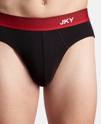 Super Combed Cotton Rib Solid Brief with Ultrasoft Waistband - Black (Pack of 2)