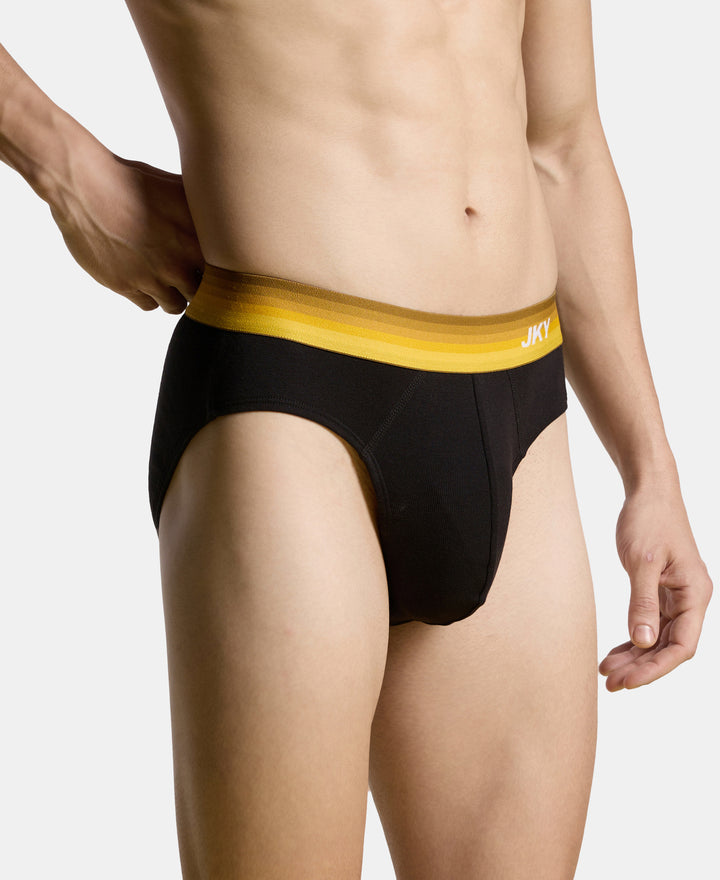 Super Combed Cotton Rib Solid Brief with Ultrasoft Waistband - Black (Pack of 2)