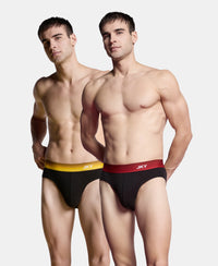 Super Combed Cotton Rib Solid Brief with Ultrasoft Waistband - Black (Pack of 2)