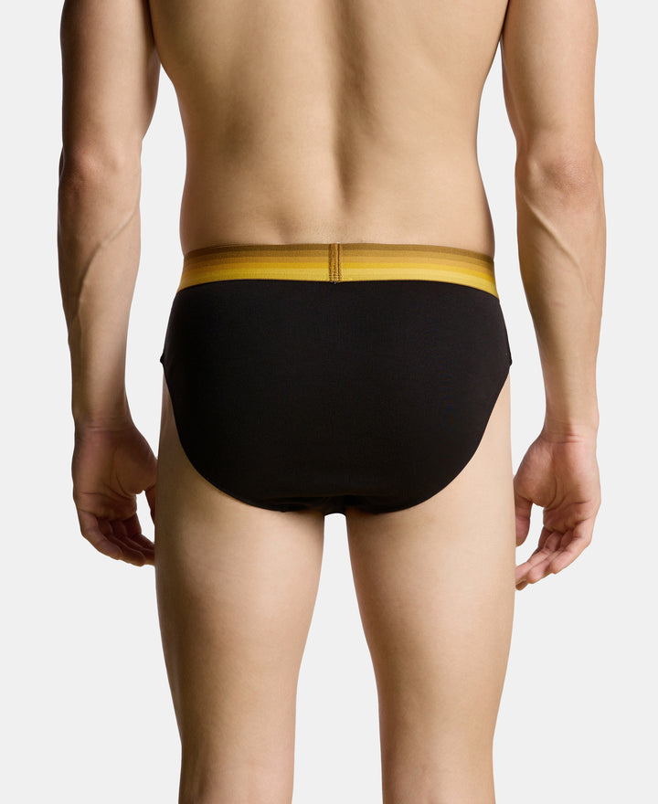 Super Combed Cotton Rib Solid Brief with Ultrasoft Waistband - Black (Pack of 2)