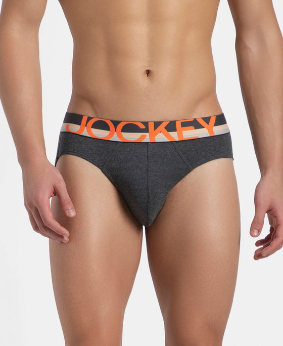 Super Combed Cotton Rib Solid Brief with Ultrasoft Waistband - Charcoal Melange