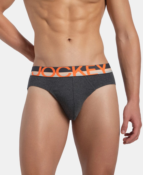 Super Combed Cotton Rib Solid Brief with Ultrasoft Waistband - Charcoal Melange