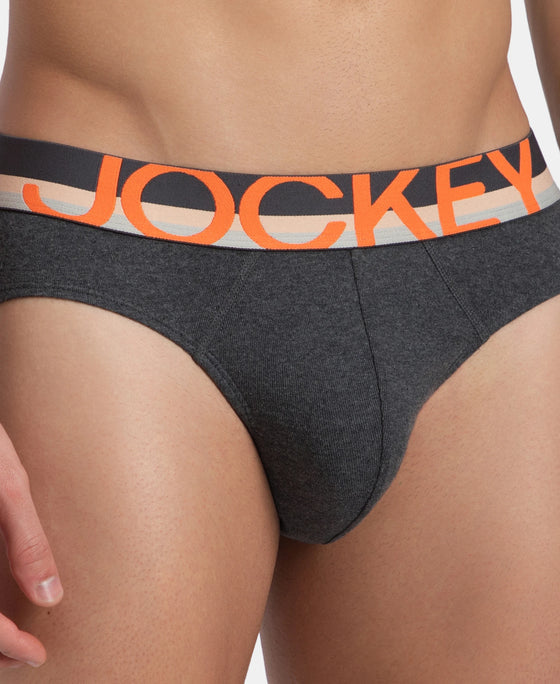 Super Combed Cotton Rib Solid Brief with Ultrasoft Waistband - Charcoal Melange
