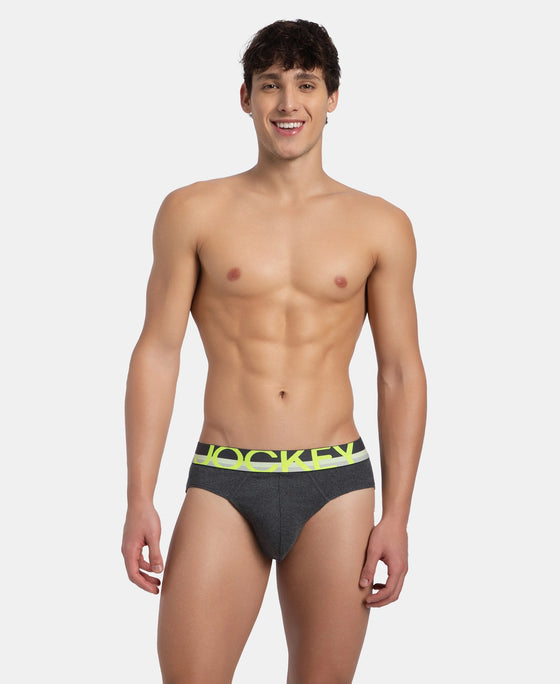 Super Combed Cotton Rib Solid Brief with Ultrasoft Waistband - Charcoal Melange (Pack of 2)