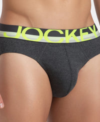 Super Combed Cotton Rib Solid Brief with Ultrasoft Waistband - Charcoal Melange (Pack of 2)