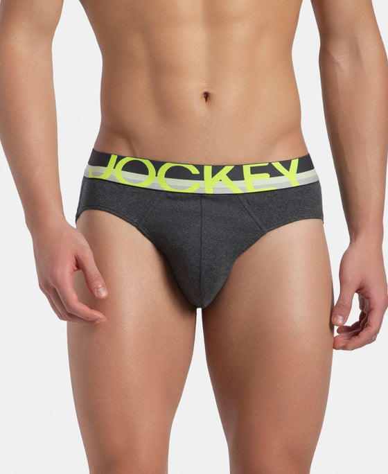 Super Combed Cotton Rib Solid Brief with Ultrasoft Waistband - Charcoal Melange (Pack of 2)